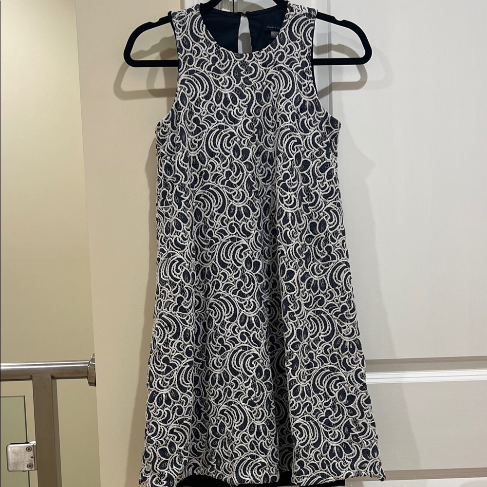 Tommy Hilfiger Navy Dress with White Lace Overlay